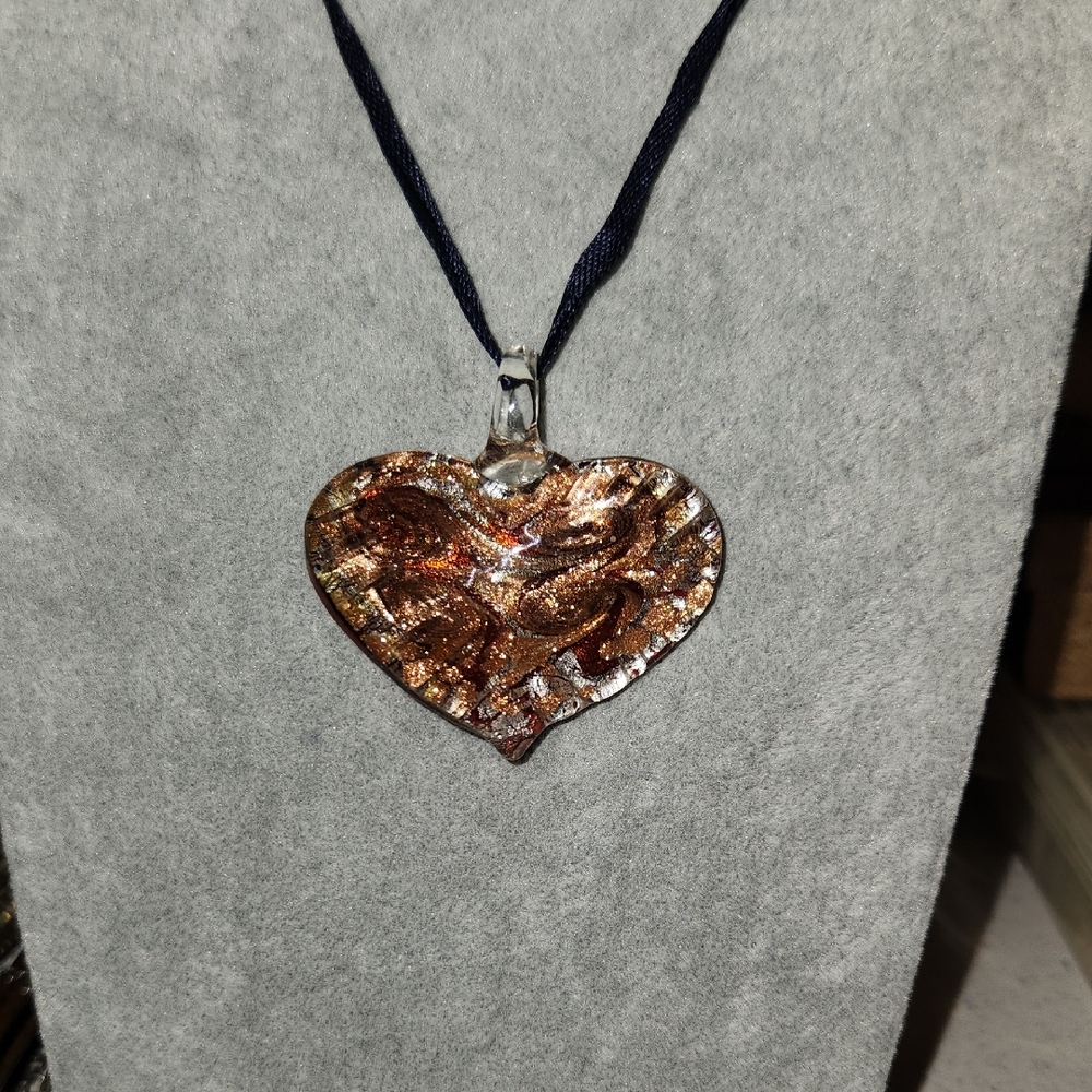 Heart-Shaped Glass Pendant Necklace